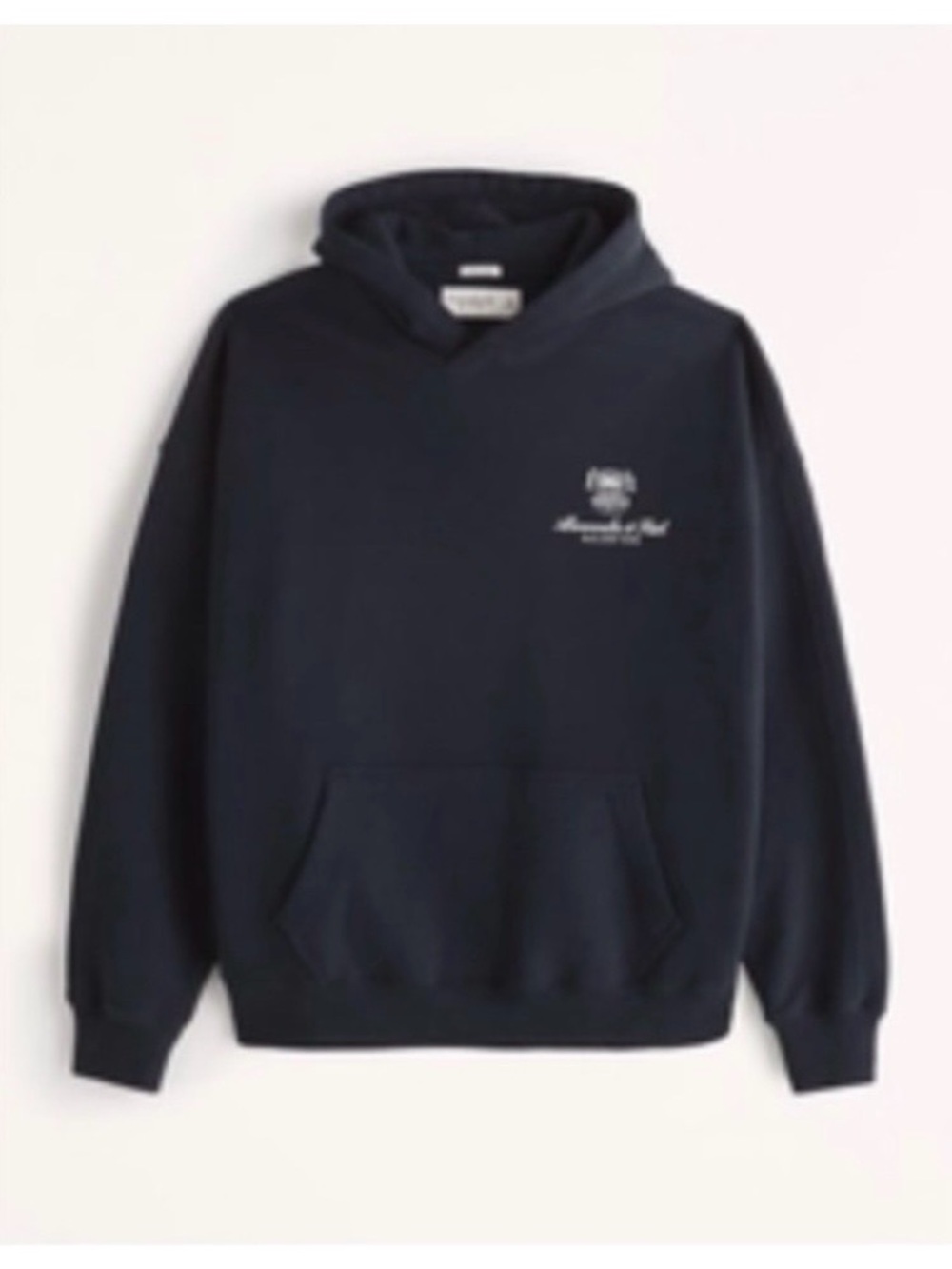 Abercrombie Logo Hoodie - Men's Size S, Navy Blue Oversized Pullover
